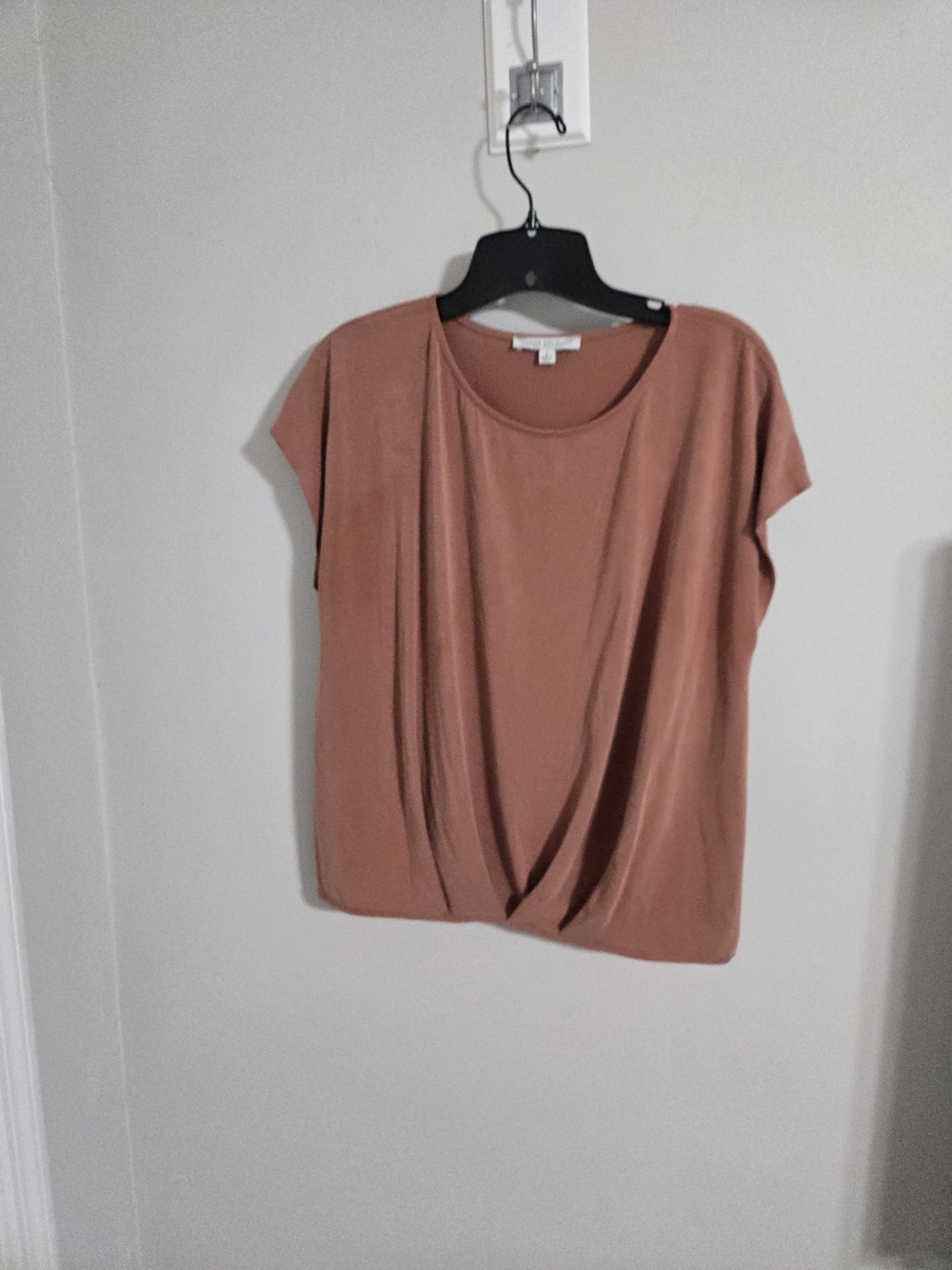 Green Envelope Draped Short-Sleeve Top - Dusty Mauve